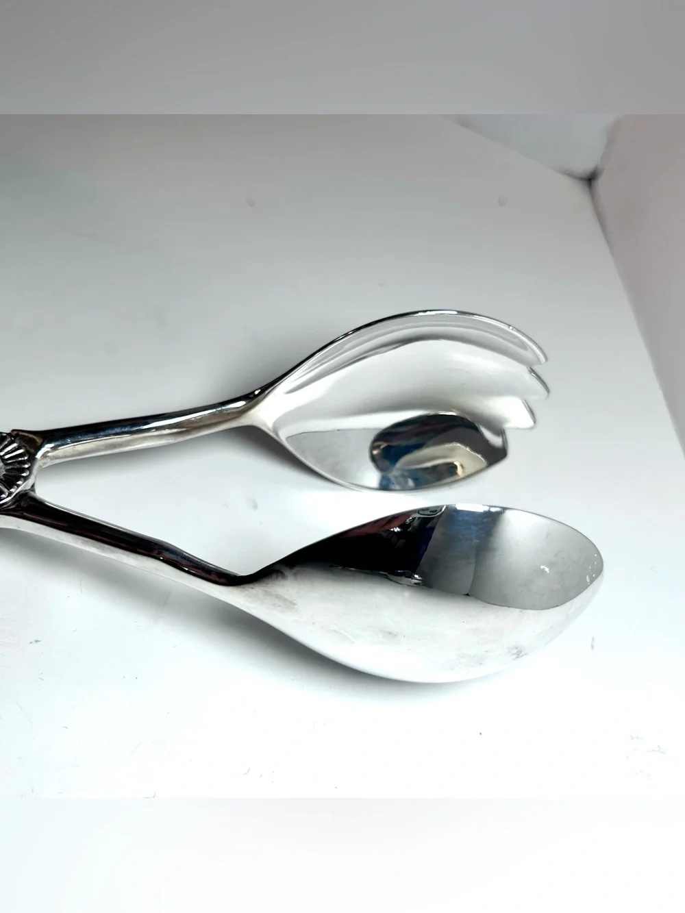 Silver Plated Salad Tongs Scissor Style Zinc Silver Plate Set of Two